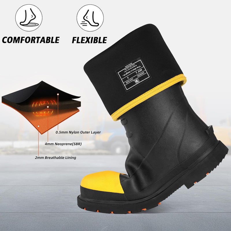 Trudave Store Steel Toe Rubber Boots for Men with Steel Shank, Anti Slip Waterproof Mens Mud Boots Hunting Work Boots, Durable Rain Boots for Construction, Farming, Size 6-14 - Image 5